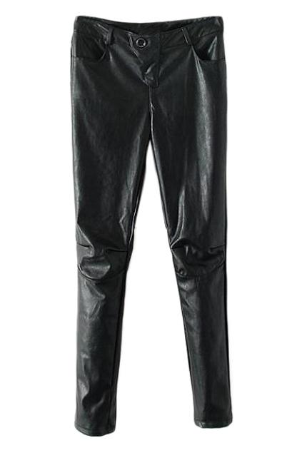 Romwe Sheer Black Pu Pants