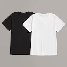 Romwe Guys Solid Basic Tee 2pcs