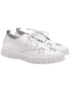 Romwe White Lace Up Star Pattern Pu Flats