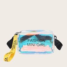 Romwe Letter Print Square Shaped Bag
