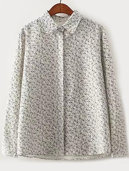 Romwe Lapel Floral Loose Blouse