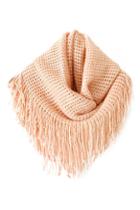 Romwe Tassels Embellished Kintted Pink Scarf