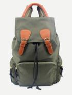 Romwe Green Drawstring Flap Nylon Backpack