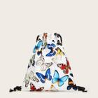 Romwe Butterfly Pattern Backpack With Drawstring