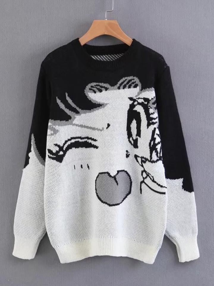 Romwe Cartoon Jumper Sweater