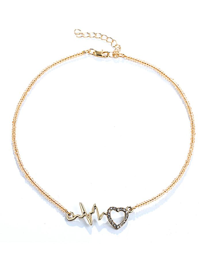 Romwe Charm Detail Beaded Choker Necklace