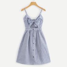 Romwe Cut Out Knot Front Striped Dress