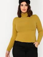Romwe Lettuce Edge Detail Fitted T-shirt