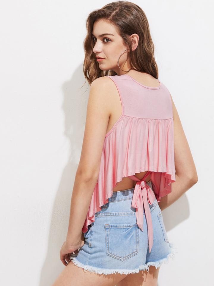 Romwe Frilled High Back Muscle Tee