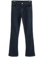 Romwe Straight Pockets Denim Blue Pant