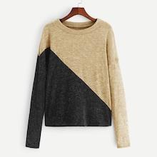 Romwe Contrast Panel Colorblock Sweater