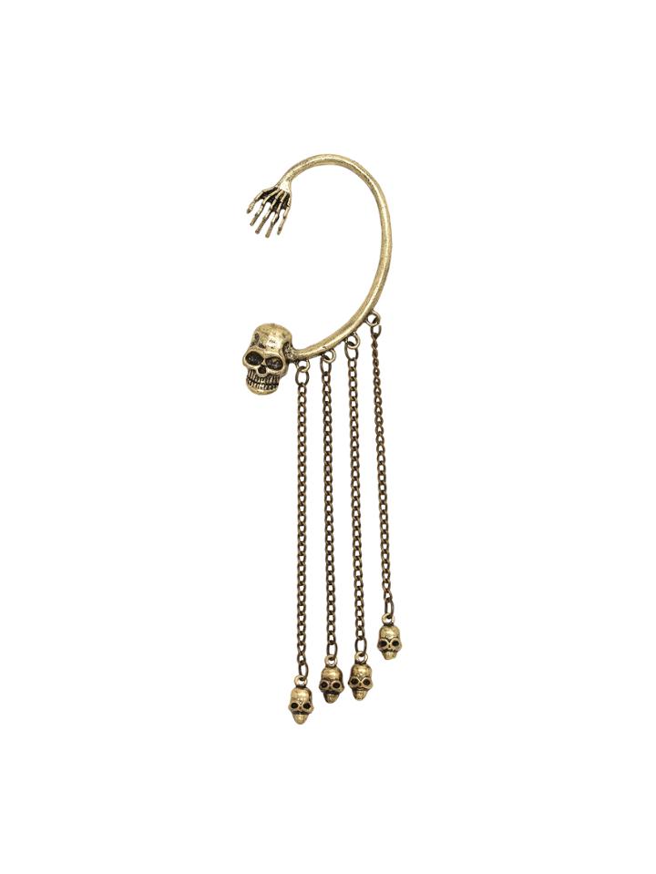 Romwe Skeleton Tassel Pendant Single Ear Hoop
