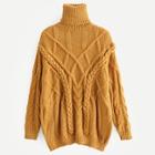 Romwe High Neck Twisted Knit  Jumper