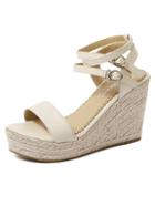 Romwe Apricot Double Ankle Straps Espadrilles Wedge Sandals
