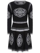 Romwe Vintage Print A-line Black Sweater Dress
