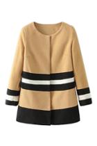Romwe Color Block Faux Woolen Coat