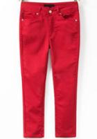 Romwe Mid Waist Slim Crop Red Pant