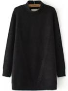 Romwe High Neck Long Black Sweater