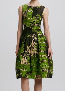 Romwe Green Round Neck Sleeveless Painted Toile Dress