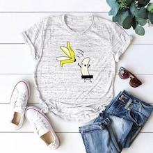 Romwe Plus Cartoon Banana Print Tee