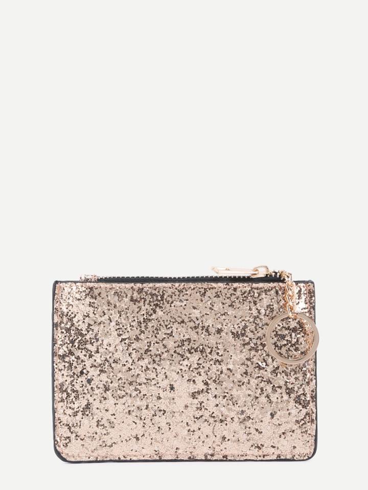 Romwe Sequin Overlay Glitter Purse