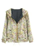Romwe Floral Print Pink Hoodied Coat