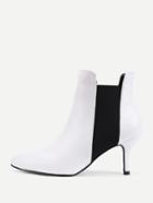 Romwe Two Tone Pointed Toe Pu Ankle Boots