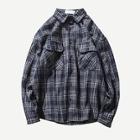 Romwe Men Dual Pocket Ring Detail Plaid Shirt