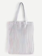 Romwe Silver Striped Pu Tote Bag