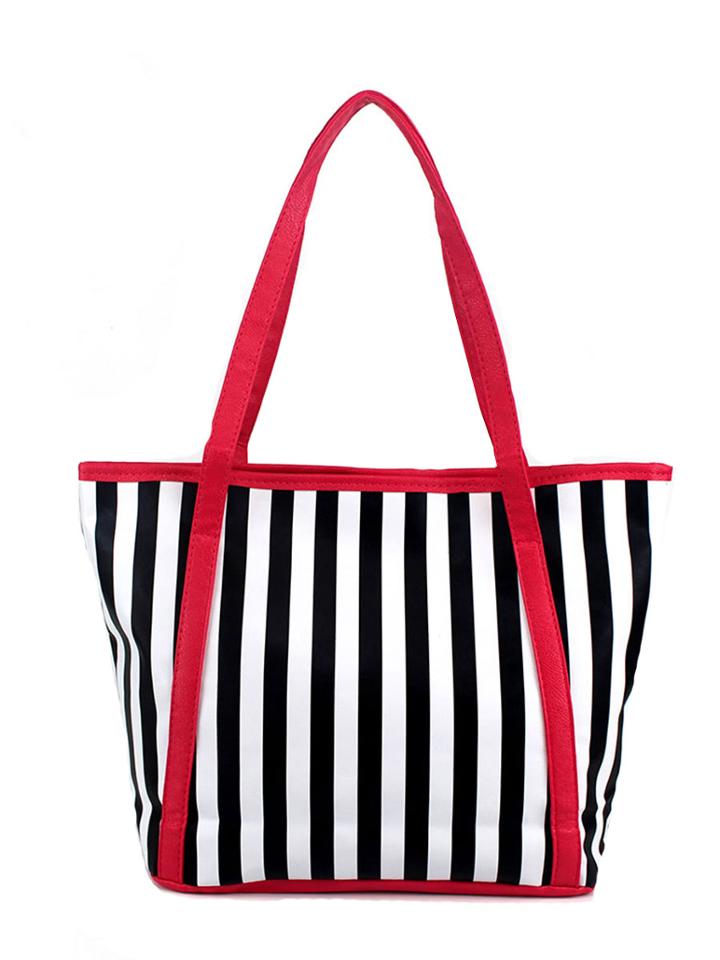 Romwe Contrast Stripe Tote Bag