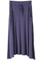 Romwe Drawstring Waist Pockets Modal Purple Skirt