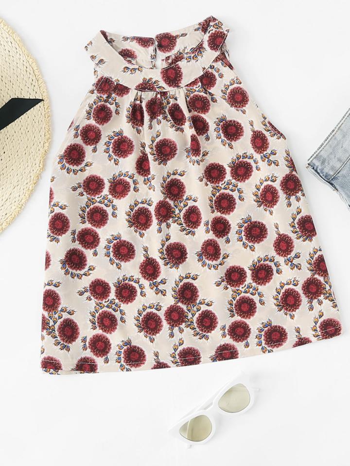 Romwe Floral Print Halter Top
