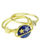 Romwe Gold Plated Women Three Finger Ring Set