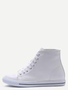 Romwe White Faux Leather Rubber Sole High Top Sneakers
