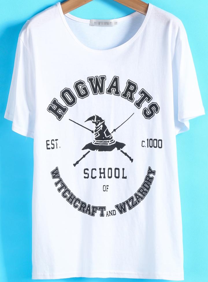 Romwe Letters Print Loose T-shirt