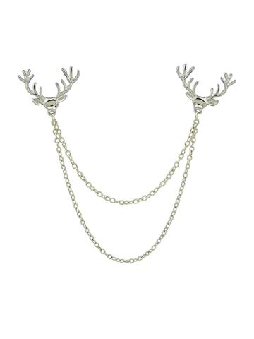 Romwe Silver Tie Clips Silver Gold-color Metal Deer Head Brooches