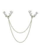Romwe Silver Tie Clips Silver Gold-color Metal Deer Head Brooches