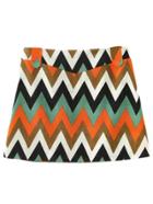 Romwe Orange Zipper Side Wave Printing Skirt
