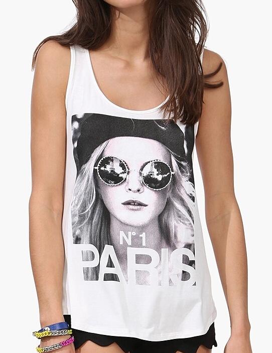 Romwe Beauty Print Hollow Tank Top
