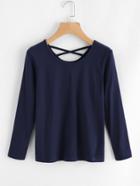 Romwe Criss Cross Back T-shirt