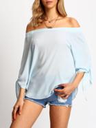 Romwe Off The Should Split Sleeve Chiffon Blouse