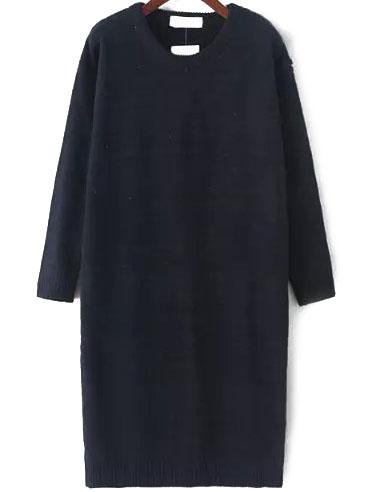 Romwe Long Sleeve Straight Black Sweater Dress