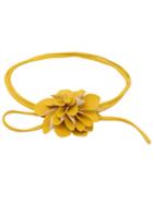 Romwe Yellow Leather Cord Embellished Flower Belts