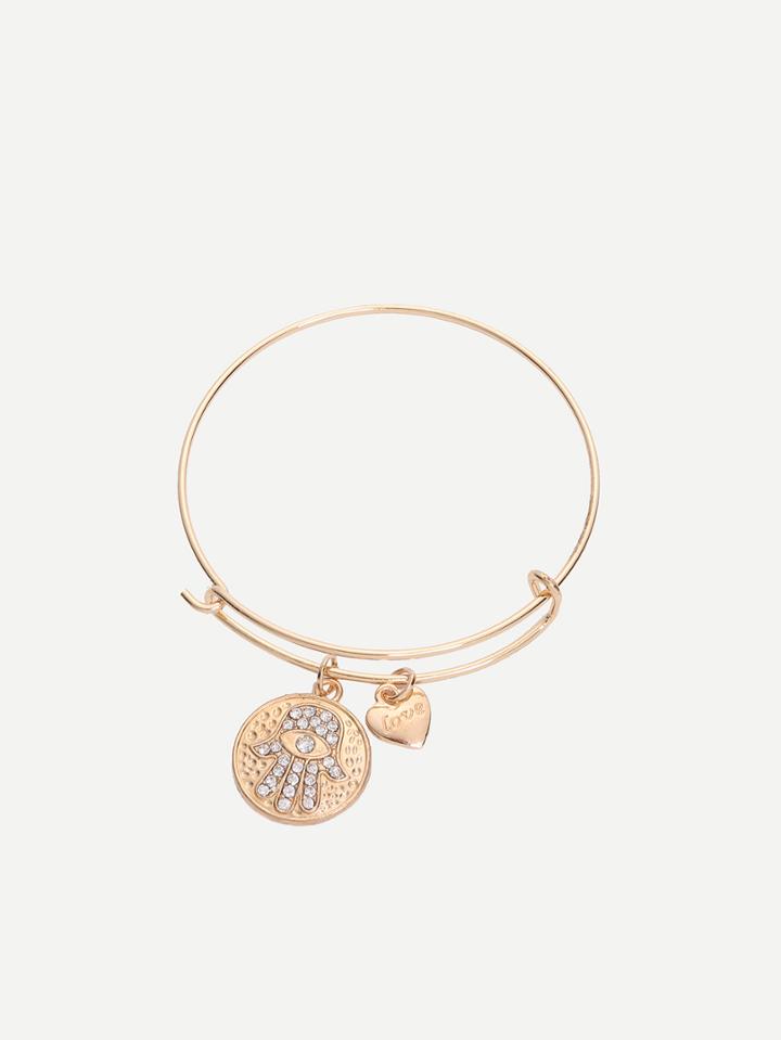 Romwe Golden Cristal Coin Bracelet