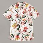 Romwe Guys Button Front Botanical Print Shirt