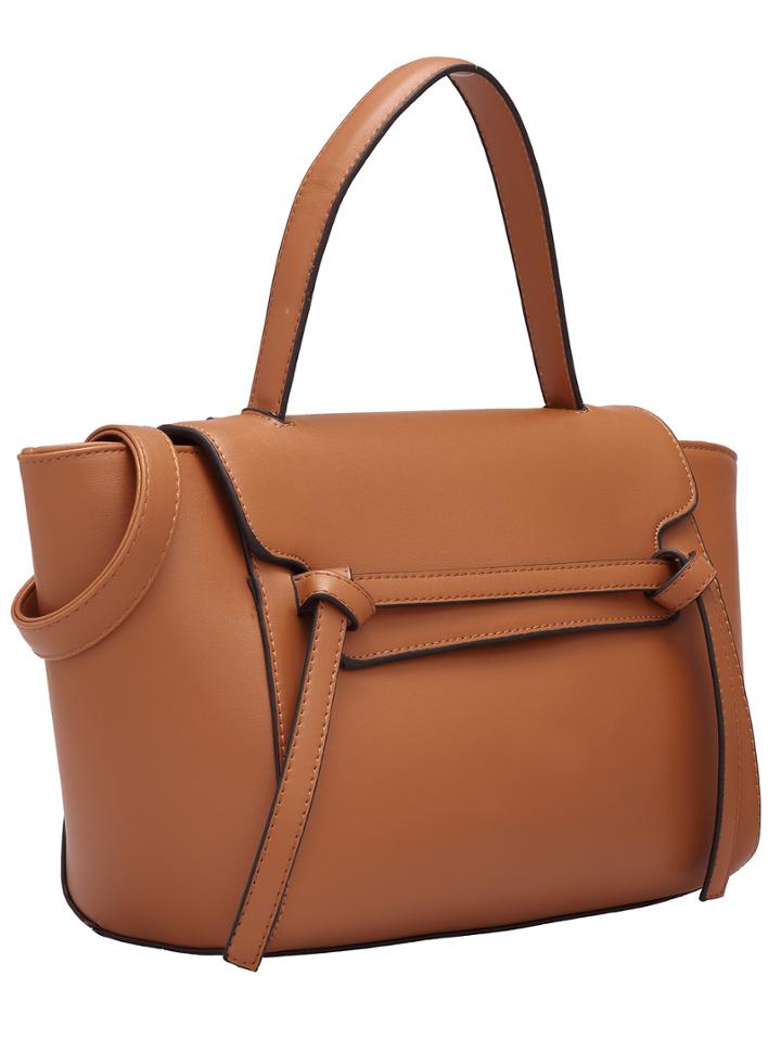 Romwe Brown Tie Pu Bag