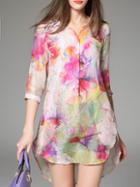 Romwe Multicolor Tye Dye High Low Pockets Dress