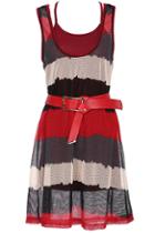 Romwe Color Block Red Sleeveless Two-pieced Dress