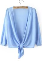 Romwe Long Sleeve Knit Blue Cardigan