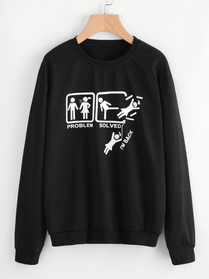 Romwe Cartoon Print Sweatshirt